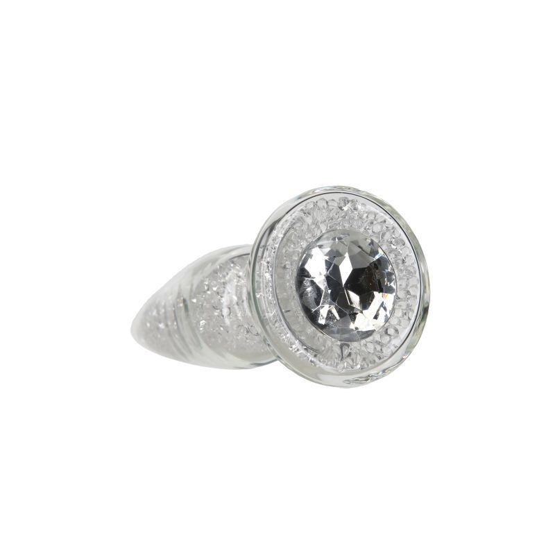 Pillow Talk Fancy Luxurious Glass Anal Plug w Clear Gem-38010