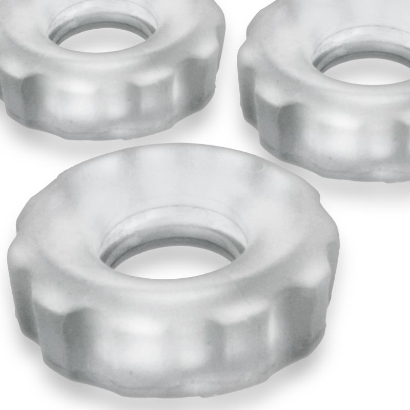 Super Hunkyjunk 3 Pc Cockrings Clear Ice-HUJ-137-CLRICE