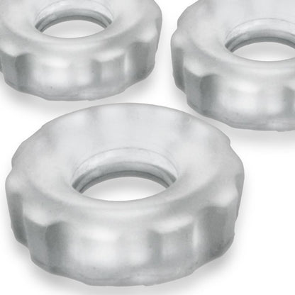 Super Hunkyjunk 3 Pc Cockrings Clear Ice-HUJ-137-CLRICE