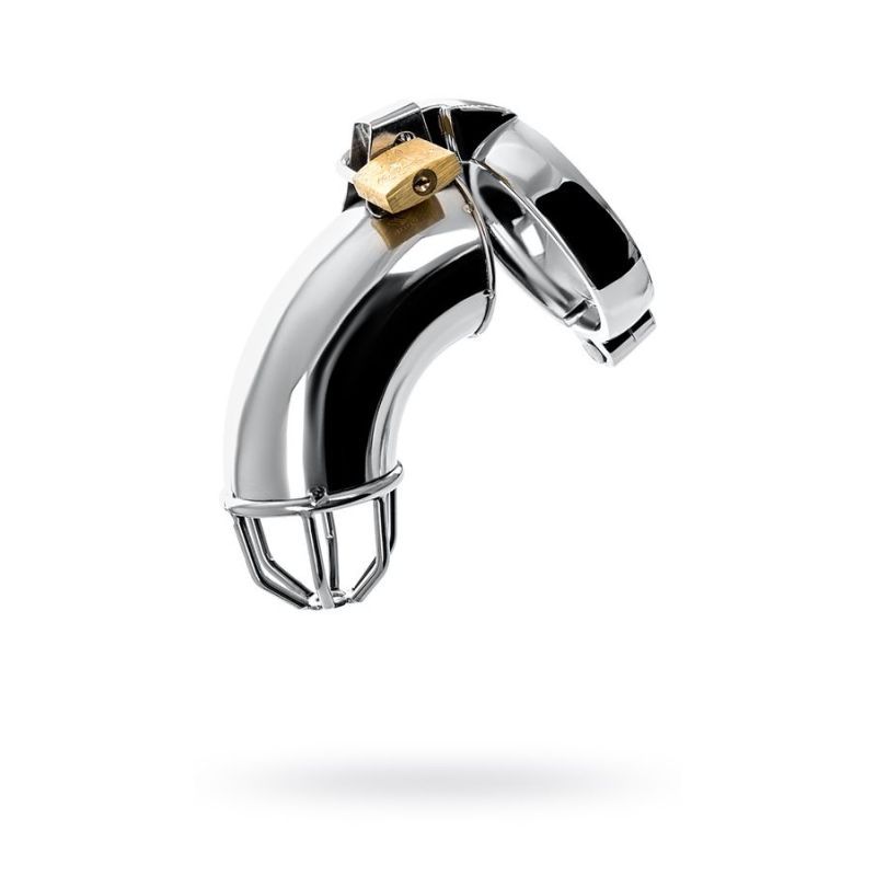 Silver Metal Cock Cage w Rings and Lock-717201