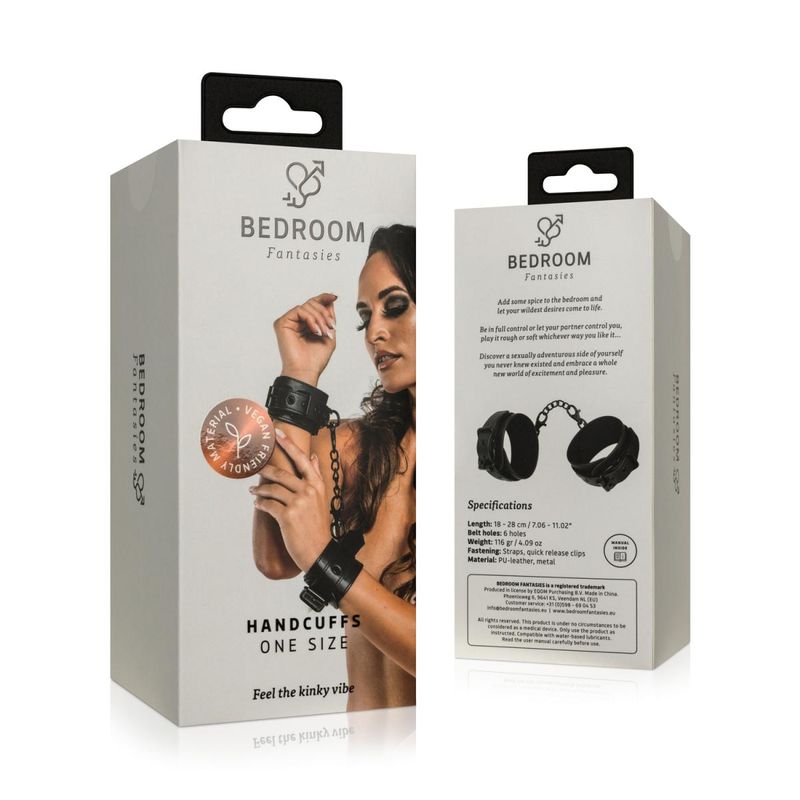 Faux Leather Handcuffs Black-BF001BLK