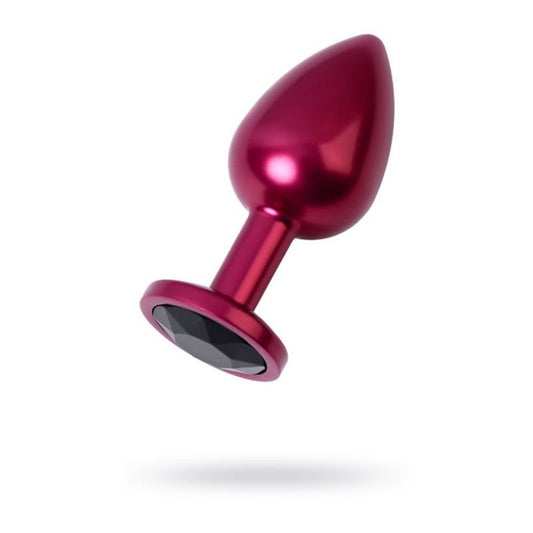 Red Metal Anal Plug w Black Crystal Medium-717008-95