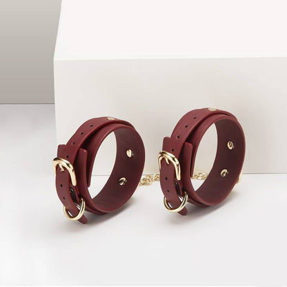 8 Pc Deluxe Bondage Play Kit Burgundy Gold-ZW-077A