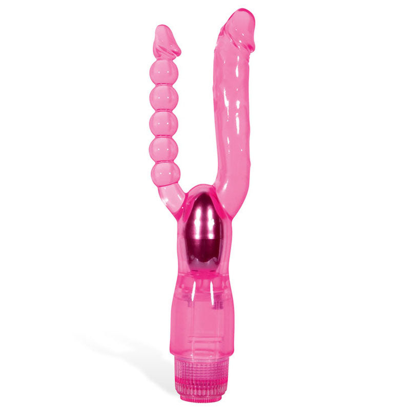 Adam & Eve Dual Pleasure Vibe - Pink 12 cm (4.75) Vibrator with Anal Probe