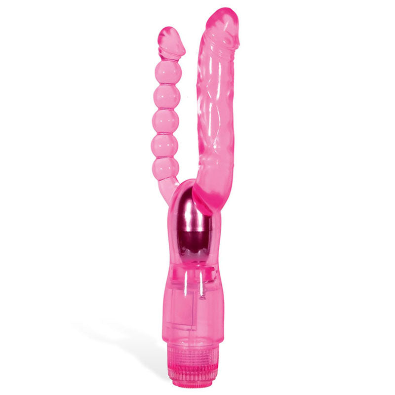 Adam & Eve Dual Pleasure Vibe - Pink 12 cm (4.75) Vibrator with Anal Probe