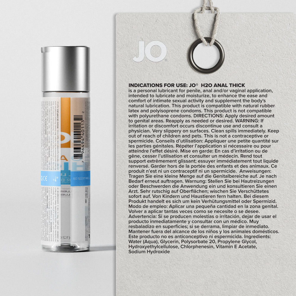 JO H2O Anal Thick Lube - 60 mL - Thick Water Based Anal Lubricant - 60 ml Bottle-40112