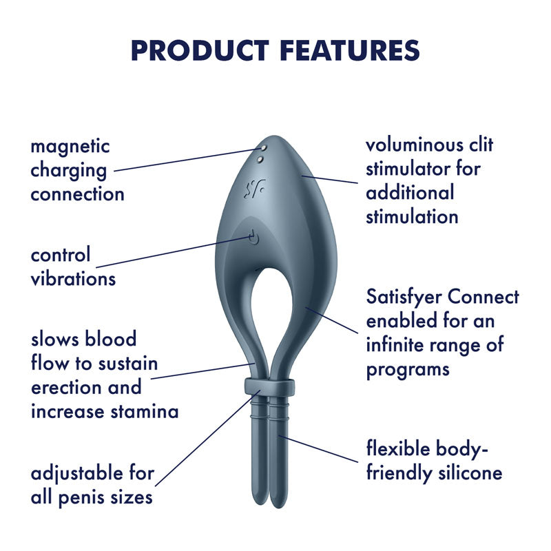 Satisfyer Bullseye - Navy Vibrating Adjustable Lasso Cock Ring