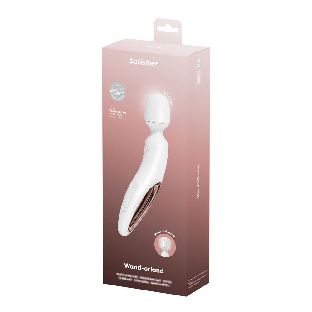 Satisfyer Wand-erland - White - White/Rose Gold USB Rechargeable Massage Wand-4018577