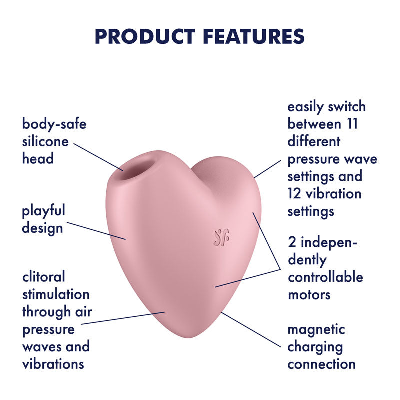 Satisfyer Cutie Heart - Light Pink - Light Pink USB Rechargeable Air Pulsation Stimulator with Vibration-4037264
