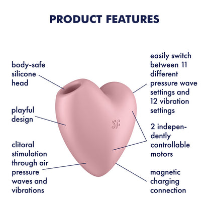 Satisfyer Cutie Heart - Light Pink - Light Pink USB Rechargeable Air Pulsation Stimulator with Vibration-4037264