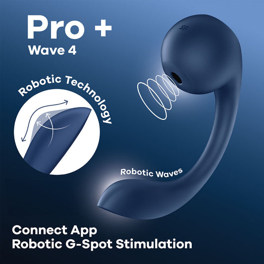 Satisfyer Pro+ Wave 4 - Blue USB Rechargeable Vibrator with Air Pulse Stimulation and App Contr
