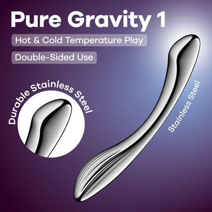 Satisfyer Pure Gravity 1 - Chrome Steel 22 cm Dildo-4066981