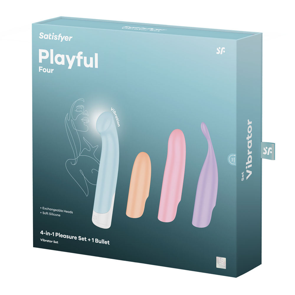 Satisfyer Playful Four - USB Rechargeable Vibrator with 4 Interchangeable-4067681