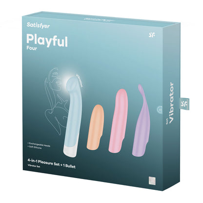 Satisfyer Playful Four - USB Rechargeable Vibrator with 4 Interchangeable-4067681