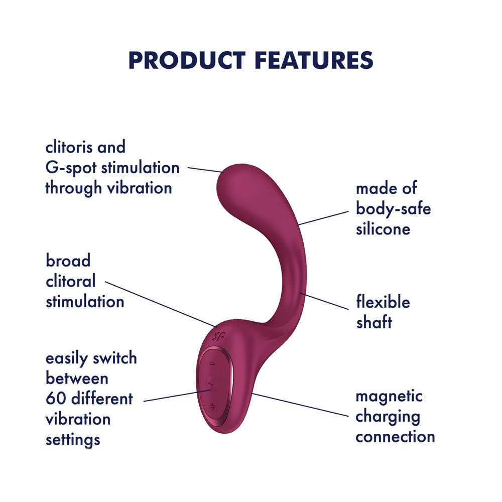 Satisfyer G For Goddess 2 - Wine Red - Wine Red 18.8 cm USB Rechargeable Vibrator with Clit Stim - 4080635