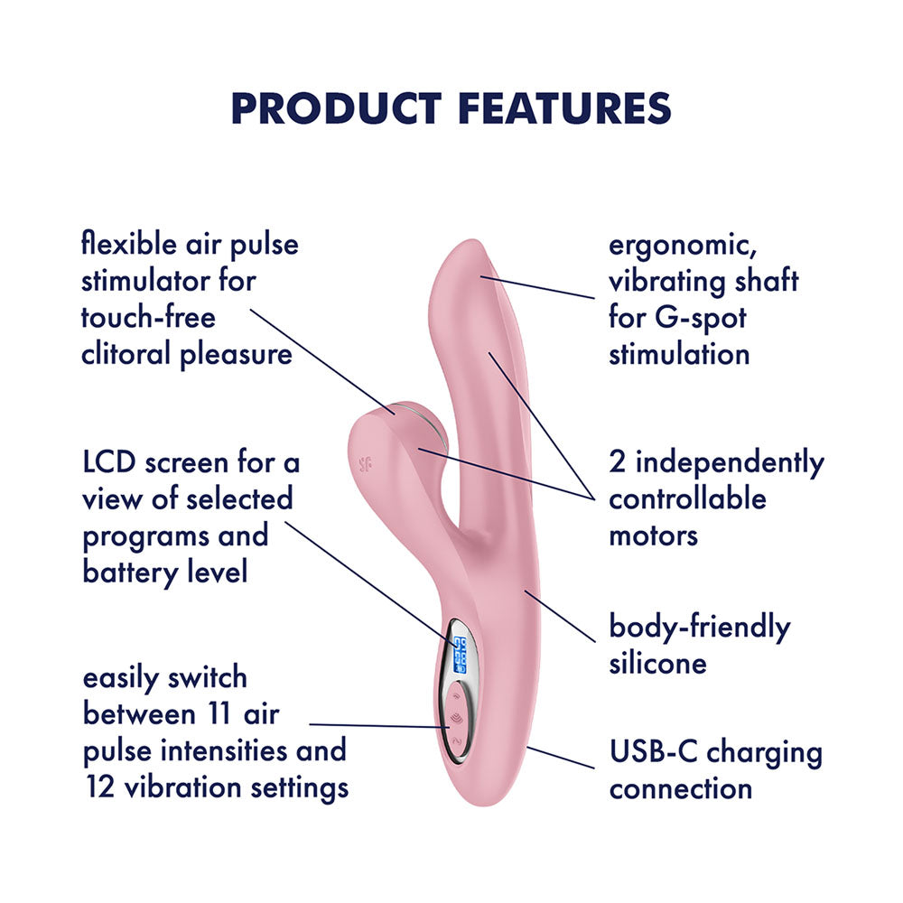 Satisfyer Pro + G-Spot - Pink - Rose Pink 22 cm USB-C Rechargeable Rabbit Vibrator with Touch-Free Clitoral Stimulator - 4082004