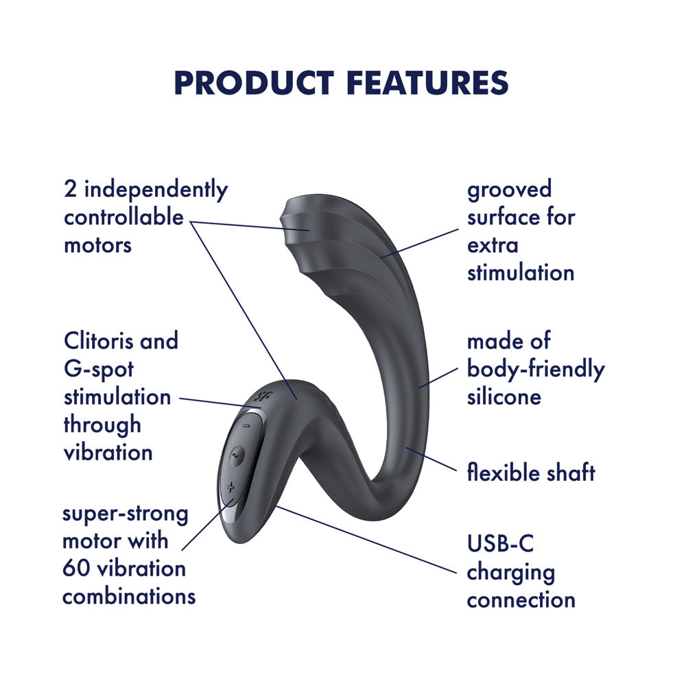 Satisfyer G For Goddess 3 - Grey - Grey 16 cm USB-C Rechargeable Vibrator with Clit Stim - 4082349
