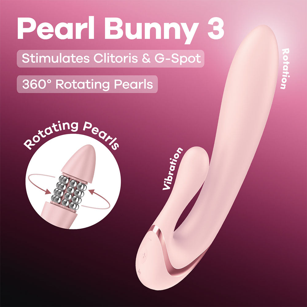 Satisfyer Pearl Bunny 3 - Pink 20.7 cm USB-C Rechargeable Rabbit Vibrator - 4082790