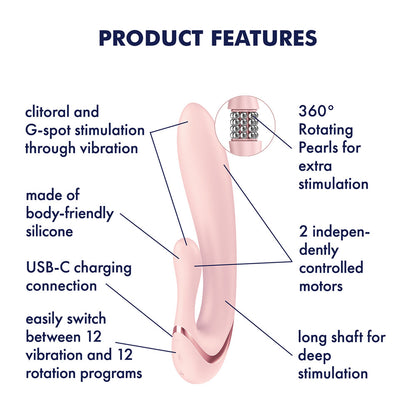 Satisfyer Pearl Bunny 3 - Pink 20.7 cm USB-C Rechargeable Rabbit Vibrator - 4082790