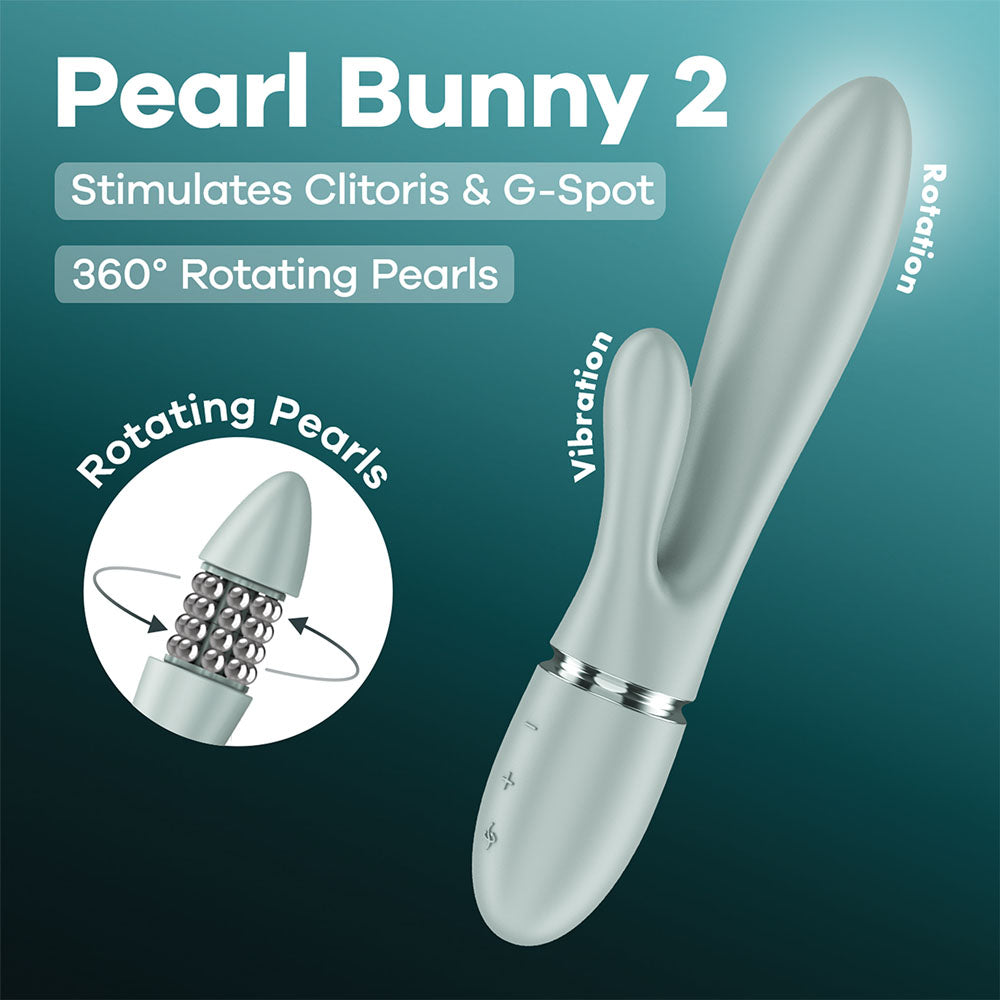 Satisfyer Pearl Bunny 2 - Green - Green 21.5 cm USB-C Rechargeable Rabbit Vibrator - 4082813