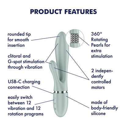 Satisfyer Pearl Bunny 2 - Green - Green 21.5 cm USB-C Rechargeable Rabbit Vibrator - 4082813