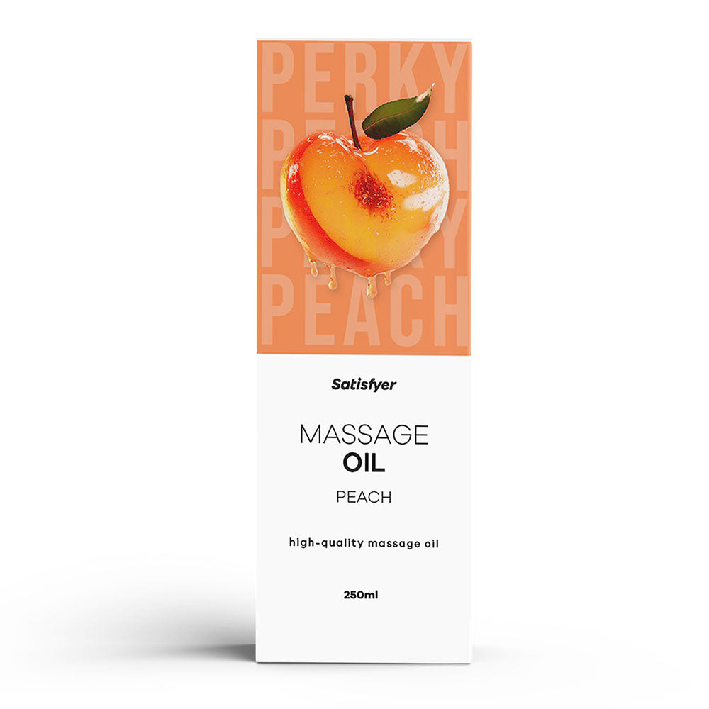 Satisfyer Massage Oil 250 ml Peach - Peach Scented Massage Oil - 250 ml Bottle-4083094