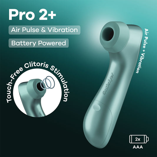 Satisfyer Pro 2+ Battery Series - Mint Green Air Pulse Clitoral Stimulator with Vibration - 4083582