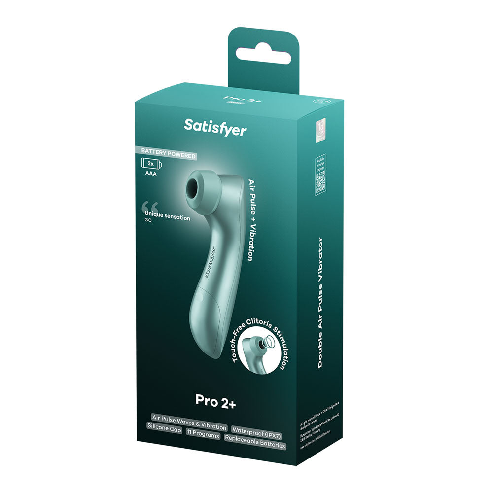 Satisfyer Pro 2+ Battery Series - Mint Green Air Pulse Clitoral Stimulator with Vibration - 4083582