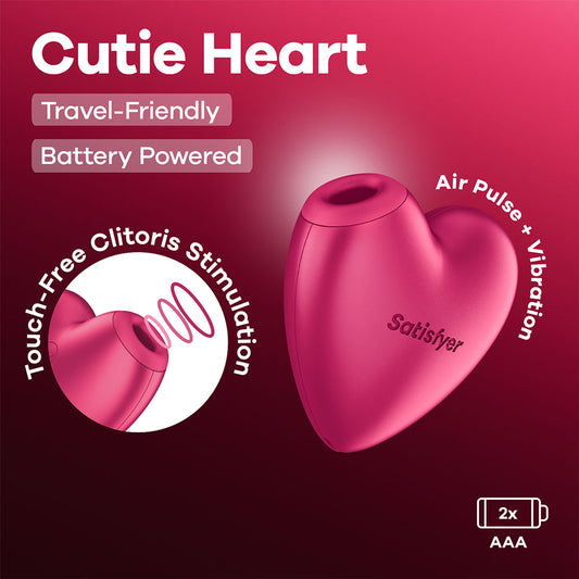 Satisfyer Cutie Heart - Battery Operated - Pink Air Pulsation Stimulator with Vibration - 4083933