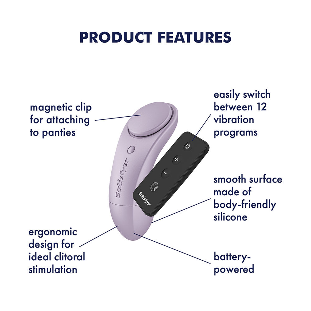 Satisfyer Sexy Secret - Battery Series - Lavender Vibrating Panty Vibrator with Wireless Remote - 4083964