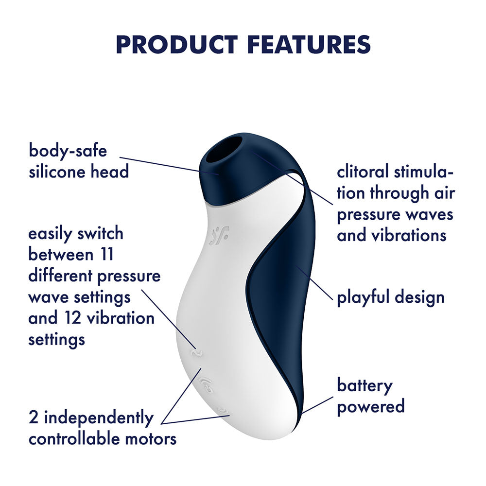 Satisfyer Orca - Battery Series - Navy Blue Air Pulse Clitoral Stimulator - 4083988
