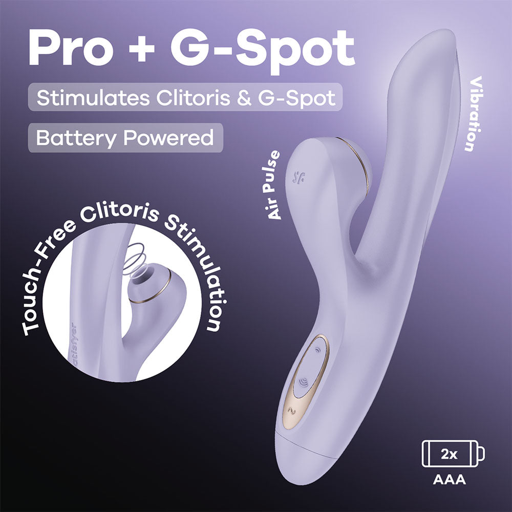 Satisfyer Pro + G-Spot - Battery Series - Lavender Vibrator with Air Pulse Clitoral Stimulator - 4084060