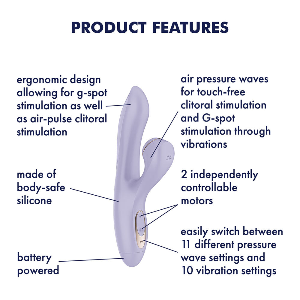 Satisfyer Pro + G-Spot - Battery Series - Lavender Vibrator with Air Pulse Clitoral Stimulator - 4084060