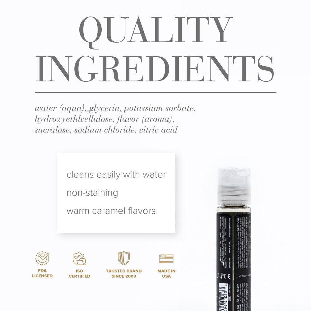 JO Gelato Salted Caramel Lube - 30 mL - Salted Caramel Flavoured Water Based Lubricant - 30 ml Bottle-41023