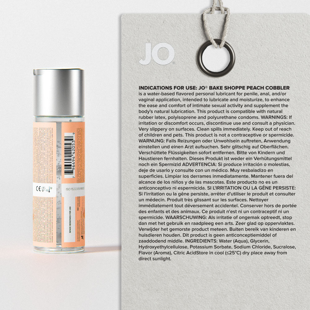 JO Bake Shoppe - Peach Cobbler - Peach Cobbler Flavoured Water Based Lubricant - 60 ml Bottle - 42053