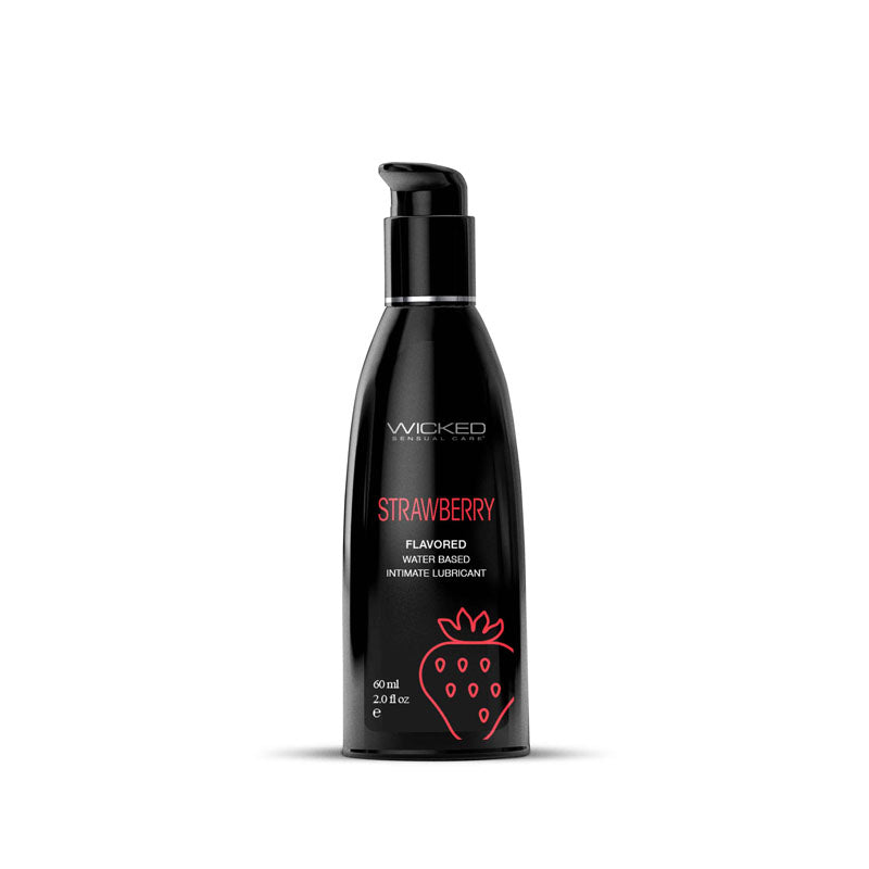 Wicked Aqua Strawberry - Strawberry Flavoured Water Based Lubricant - 60 ml (2 oz) Bottle-90412
