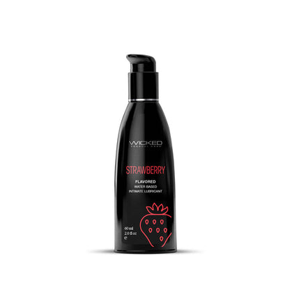 Wicked Aqua Strawberry - Strawberry Flavoured Water Based Lubricant - 60 ml (2 oz) Bottle-90412