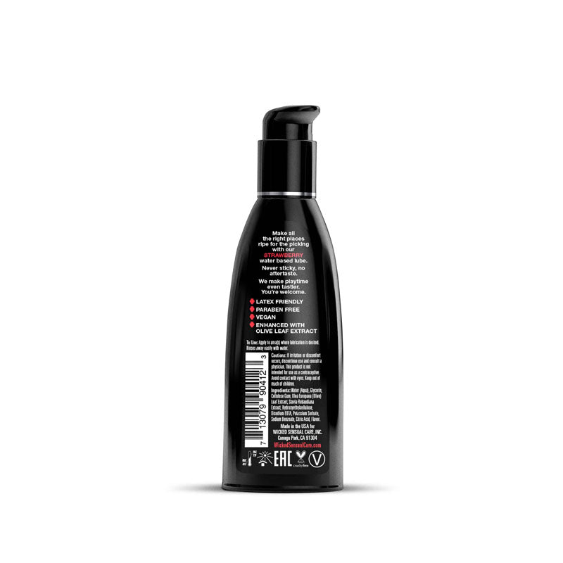 Wicked Aqua Strawberry - Strawberry Flavoured Water Based Lubricant - 60 ml (2 oz) Bottle-90412