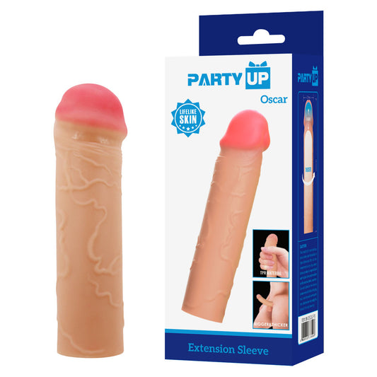 Party Up OSCAR 1 Inch Extender Sleeve - Flesh 1 Inch Penis Extender Sleeve-BI-026252-PU