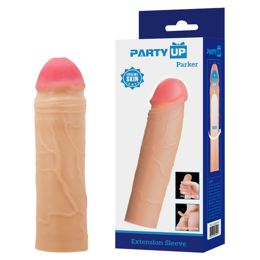 Party Up PARKER 2 Inch Extender Sleeve - Flesh 2 Inch Penis Extender Sleeve-BI-026254-PU