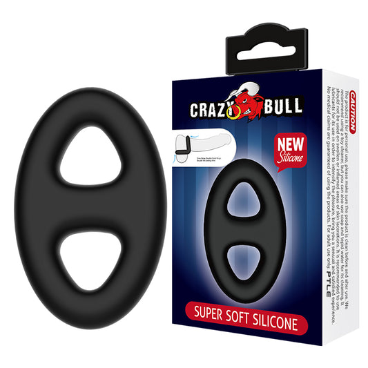 CRAZY BULL Oval Cock & Ball Ring - Black Cock & Ball Ring-BI-210184