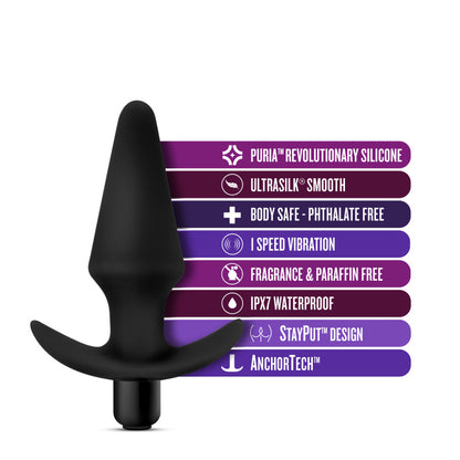 Anal Adventures Platinum Vibrating Plug - Black 12.7 cm (5) Vibrating Butt Plug
