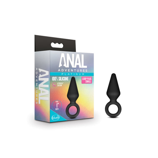 Anal Adventures Platinum Loop Plug - Small - Black 7.6 cm Butt Plug-BL-10785