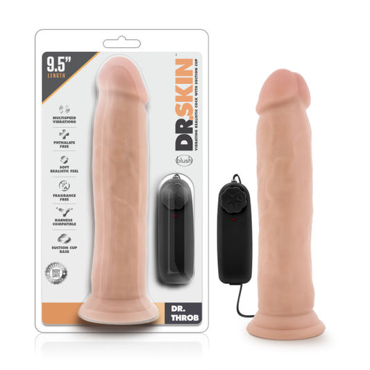 Dr. Skin Throb - Flesh 24.1 cm (9.5) Vibrating Dong