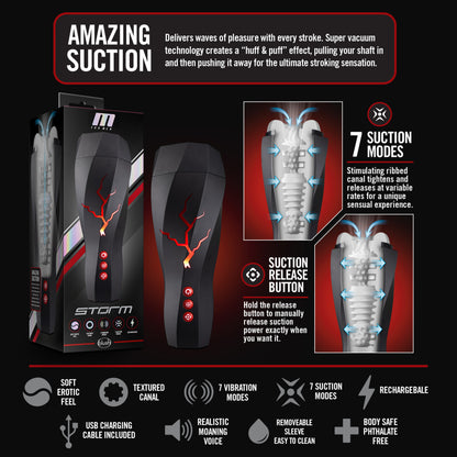 M For Men - Storm - USB Rechargeable Milking & Vibrating Stroker