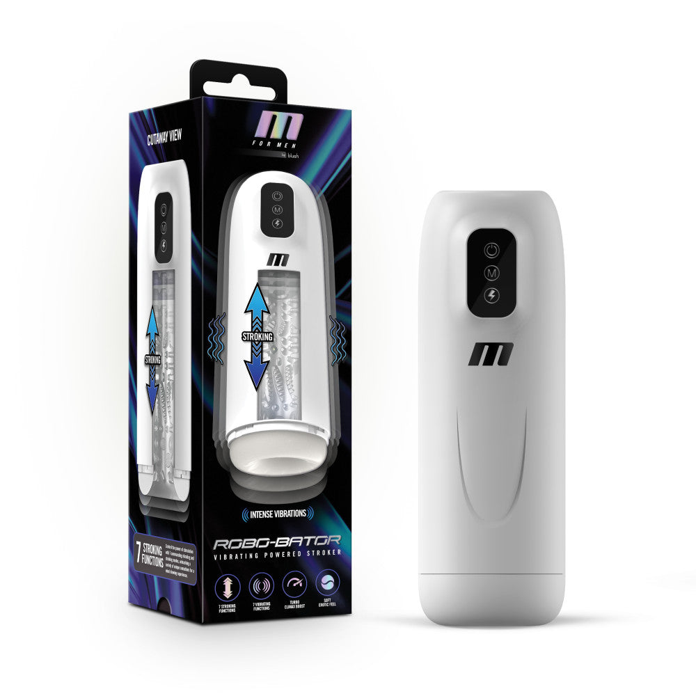M For Men Robo-Bator - White USB Rechargeable Vibrating Stroker