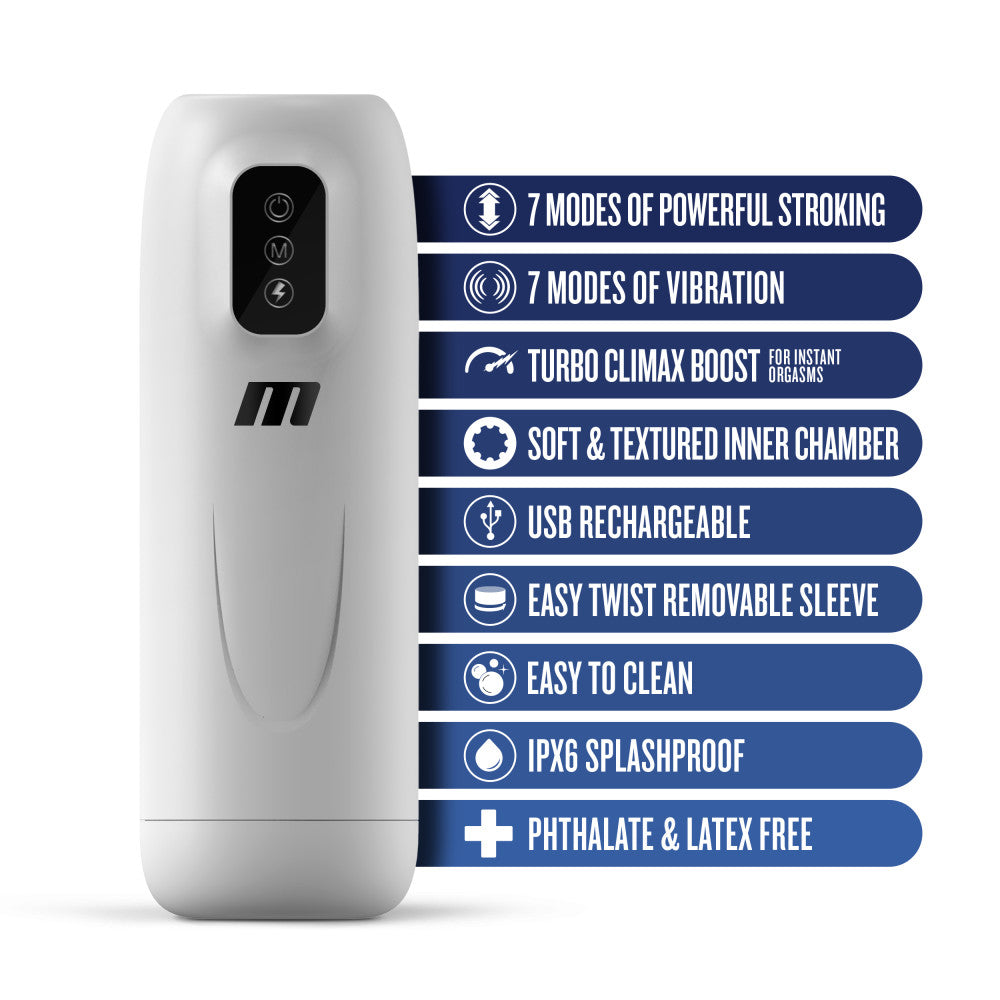 M For Men Robo-Bator - White USB Rechargeable Vibrating Stroker