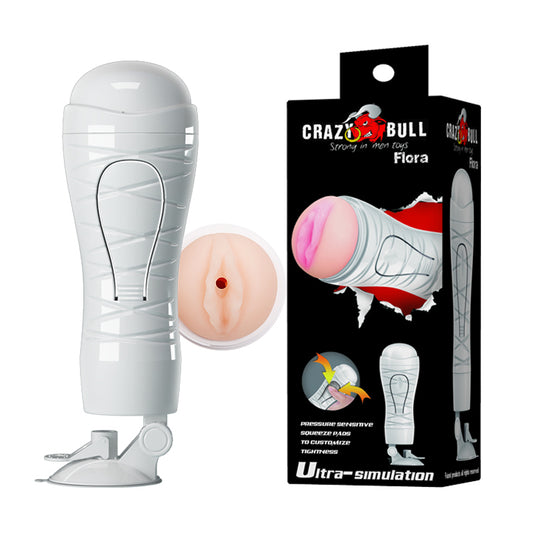 CRAZY BULL Flora Stroker - Flesh Squeezable Vagina Stroker with Suction Base-BM-00900T48N