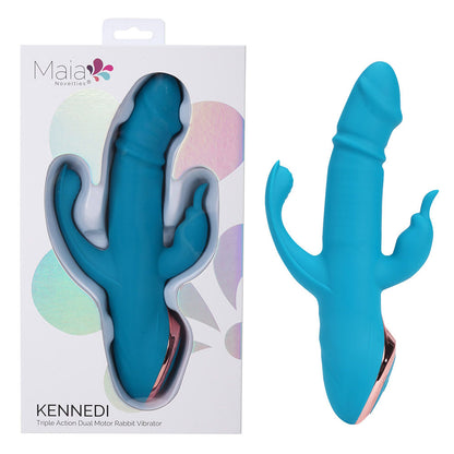 Maia KENNEDI - Blue 23.5 cm USB Rechargeable Triple Stimulating Vibrator-BO-25-03-BLUE
