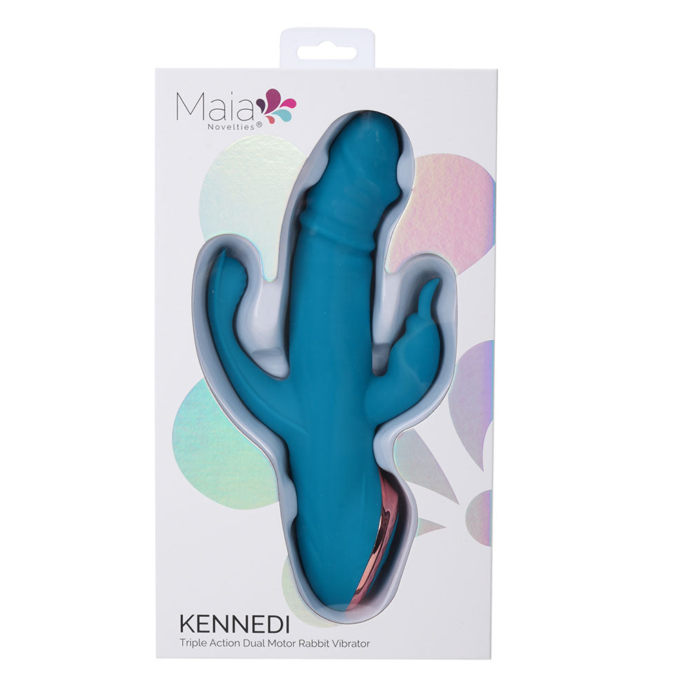 Maia KENNEDI - Blue 23.5 cm USB Rechargeable Triple Stimulating Vibrator-BO-25-03-BLUE